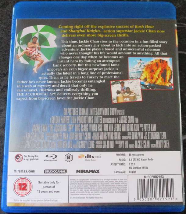 THE ACCIDENTAL SPY BLU RAY Jackie Chan