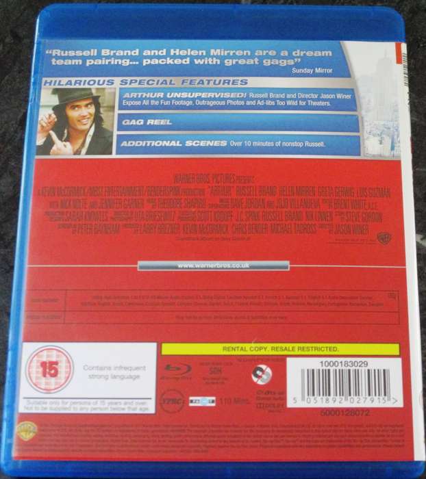 ARTHUR BLU RAY Russel Brand