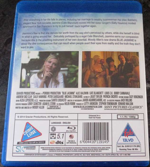 BLUE JASMINE BLU RAY Cate Blanchett