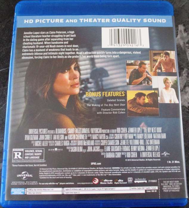 THE BOY NEXT DOOR BLU RAY Jennifer Lopez