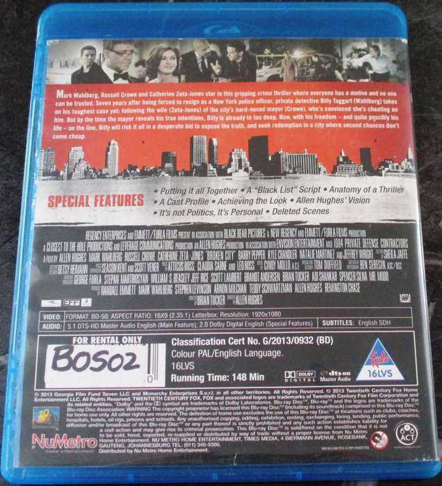 BROKEN CITY BLU RAY Mark Wahlberg Russell Crowe
