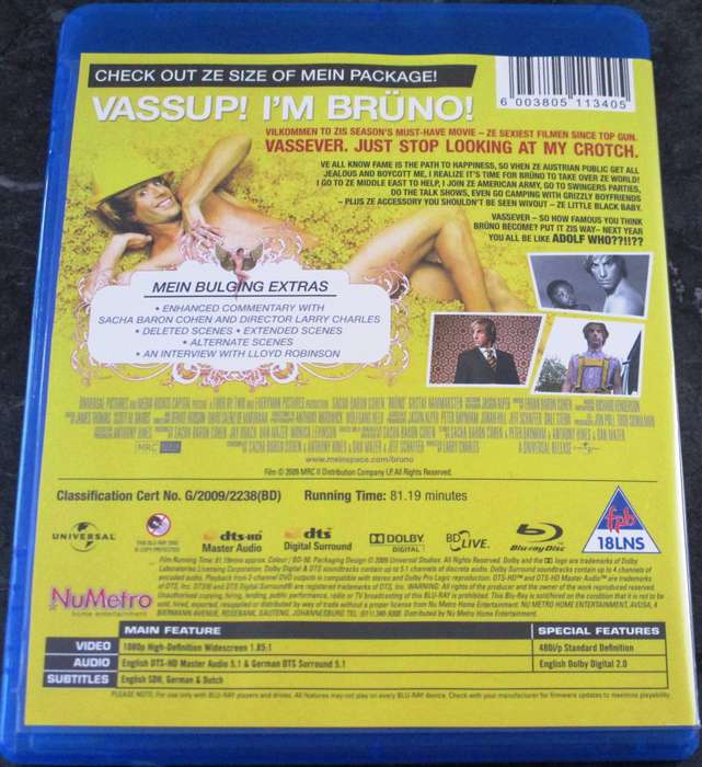 BRUNO BLU RAY Sacha Baron Cohen
