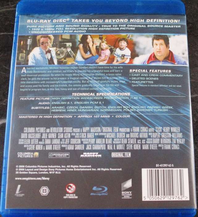 CLICK BLU RAY Adam Sandler