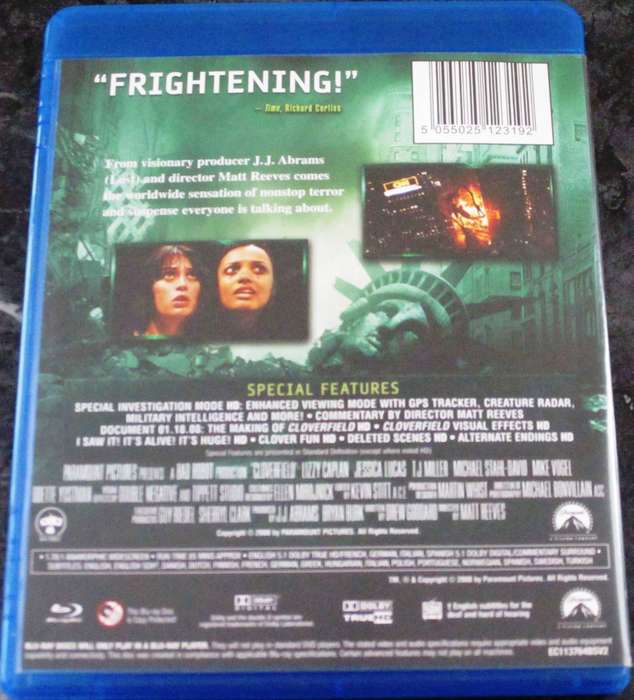 CLOVERFIELD BLU RAY