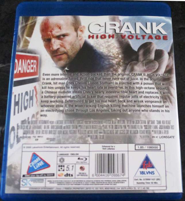 CRANK High Voltage BLU RAY Jason Statham