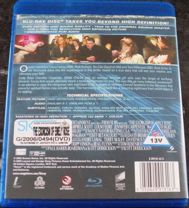 THE EXORCISM OF EMILY ROSE  BLU RAY