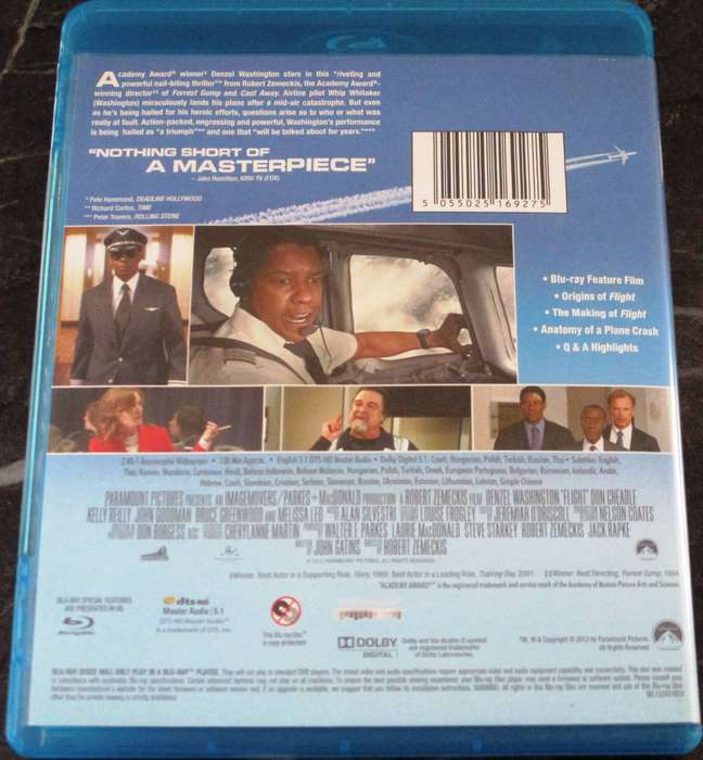 FLIGHT BLU RAY Denzel Washington