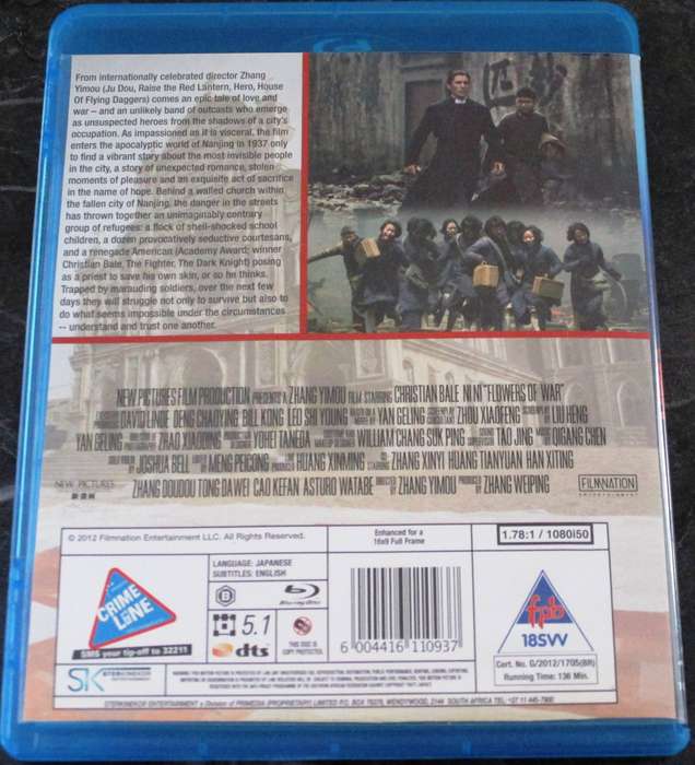 THE FLOWERS OF WAR BLU RAY Christian Bale