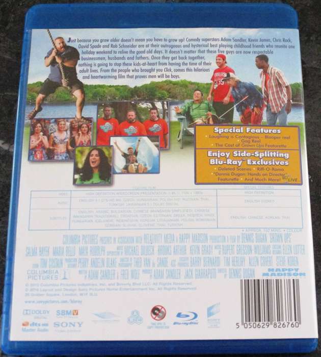 GROWN UPS BLU RAY Adam Sandler Kevin James Chris Rock David Spade Rob Schneider
