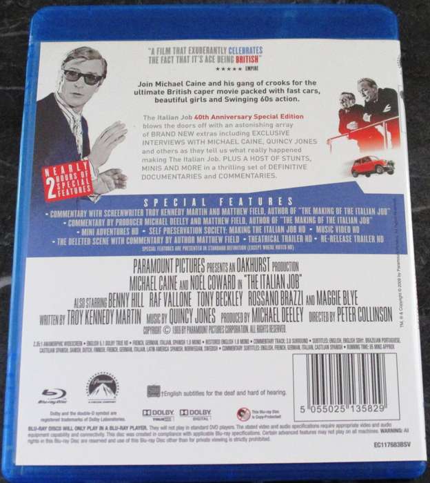 THE ITALIAN JOB 40th Anniversary Special Edition BLU RAY Michael Caine