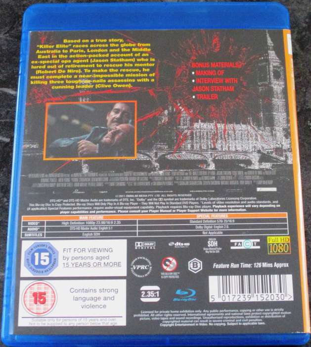 KILLER ELITE BLU RAY Jason Statham Robert de Niro