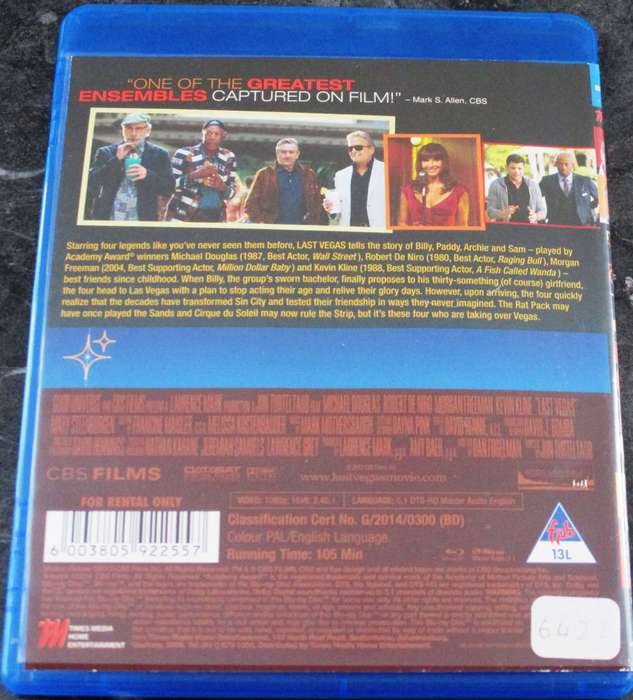 LAST VEGAS BLU RAY Michael Douglas Robert De Niro Morgan Freeman