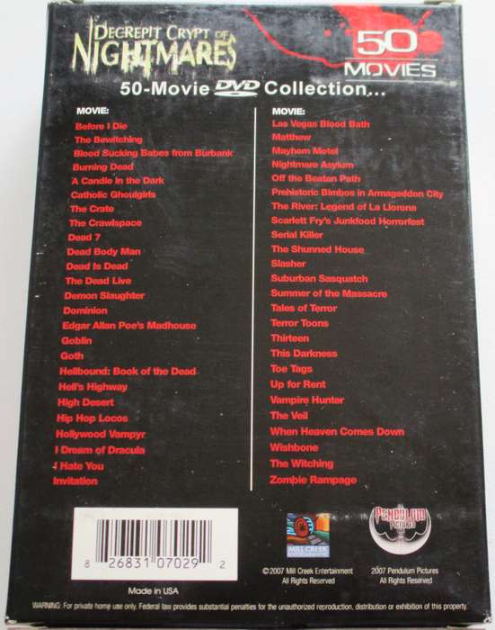DECREPIT CRYPT OF NIGHTMARES 50 Movie Box Set DVD [Box Set shelf]