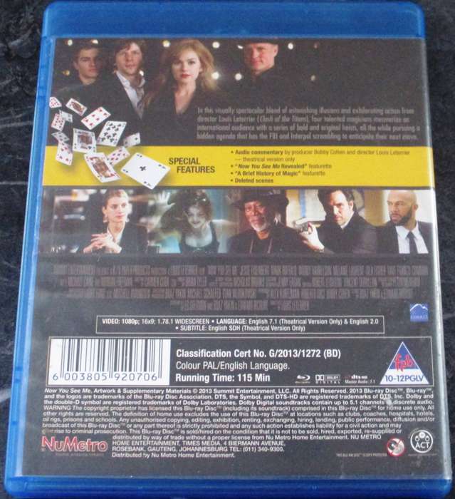 NOW YOU SEE ME EXTENDED EDITION BLU RAY
