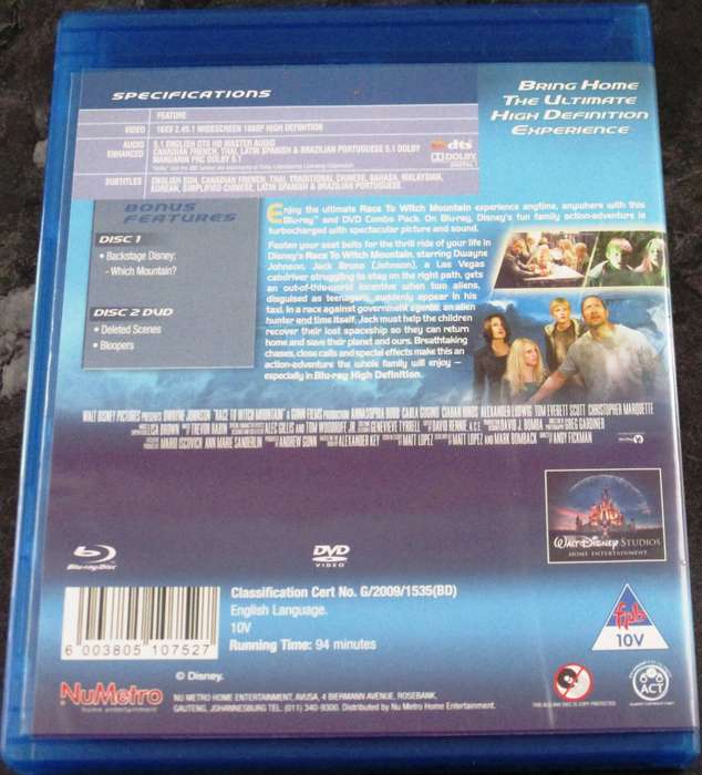 WALT DISNEY RACE TO WITCH MOUNTAIN BLU RAY + DVD Dwayne Johnson