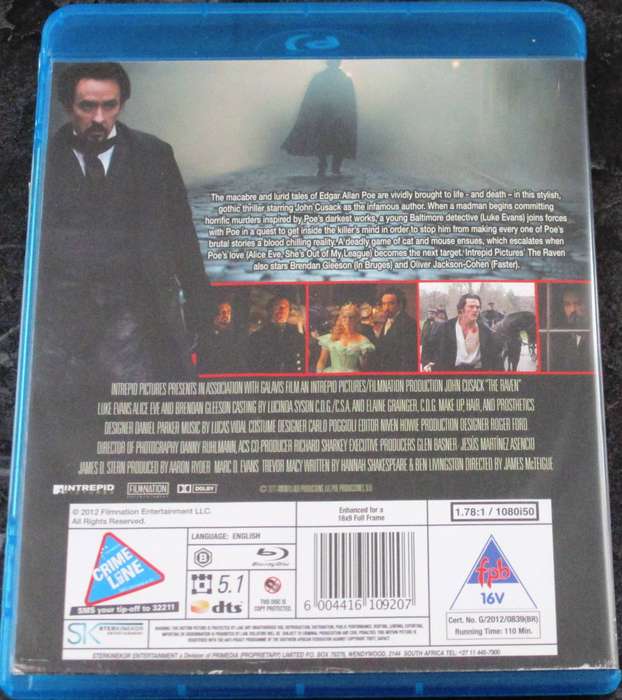 THE RAVEN BLU RAY John Cusack