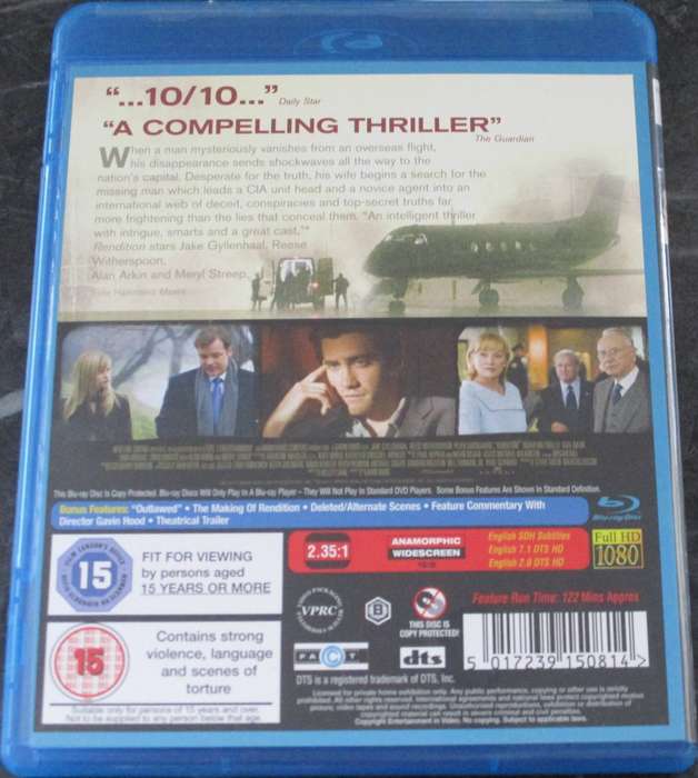 RENDITION BLU RAY Reese Witherspoon Meryl Streep