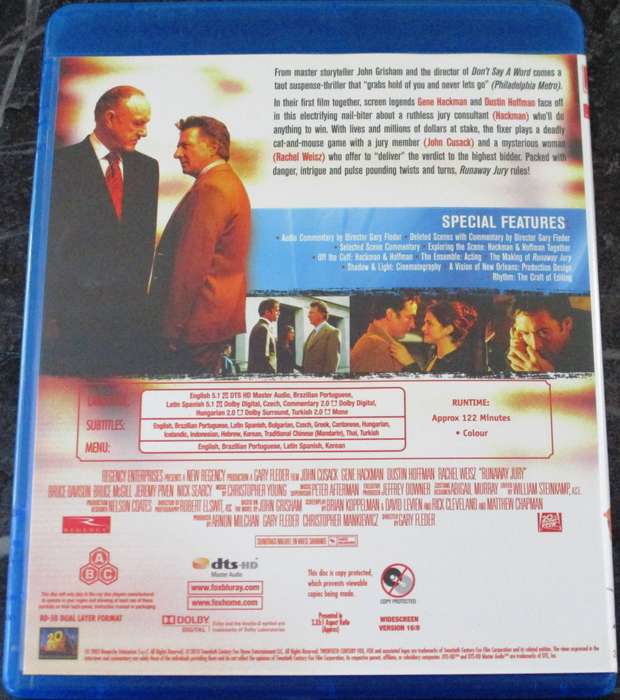 RUNAWAY JURY BLU RAY John Cusack Dustin Hoffman