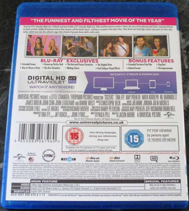 SISTERS Extended BLU RAY Only Tina Fey