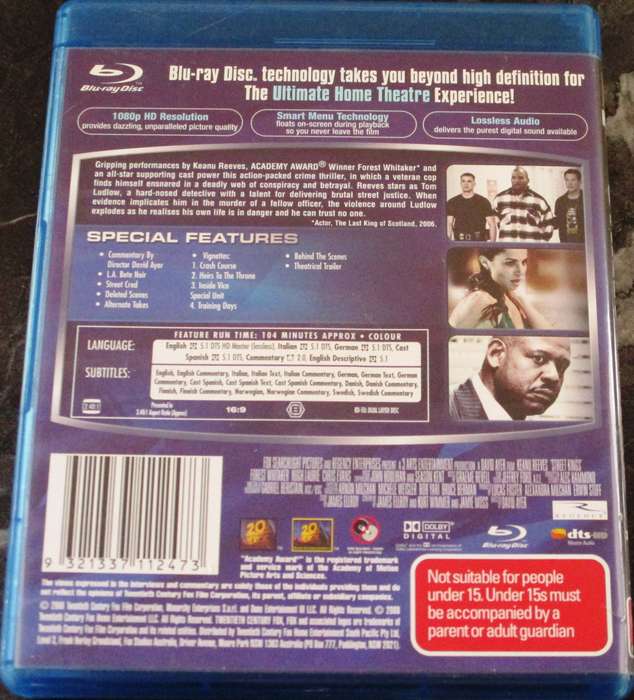 STREET KINGS BLU RAY Keanu Reeves Hugh Laurie