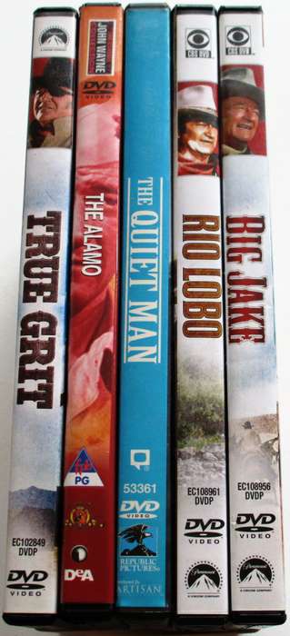 JOHN WAYNE Big Jake + Rio Lobo + The Quiet Man + The Alamo + True Grit 5xDVDs  [Box Set shelf]