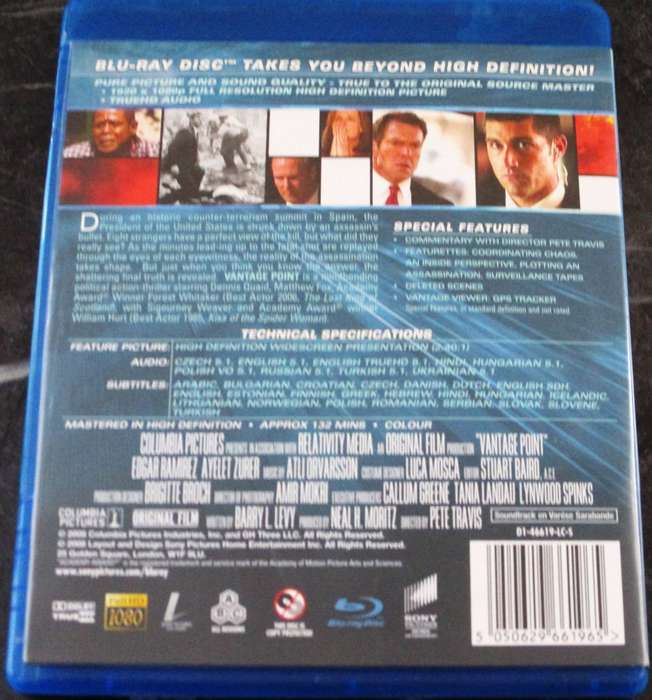 VANTAGE POINT BLU RAY Dennis Quaid William Hurt