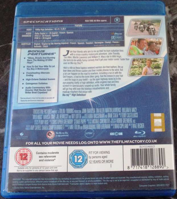 WILD HOGS BACK BLU RAY John Travolta Martin Lawrence