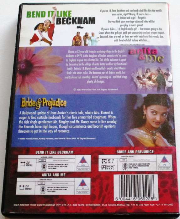 BEND IT LIKE BECKHAM + ANITA & ME + BRIDE & PEJUDICE 3xDVD  [Box Set shelf]