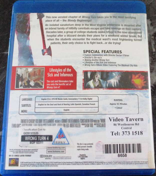 WRONG TURN 4 Bloody Beginnings Unrated BLU RAY