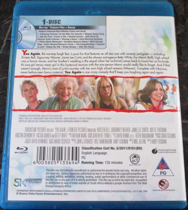 YOU AGAIN BLU RAY Jamie Lee Curtis