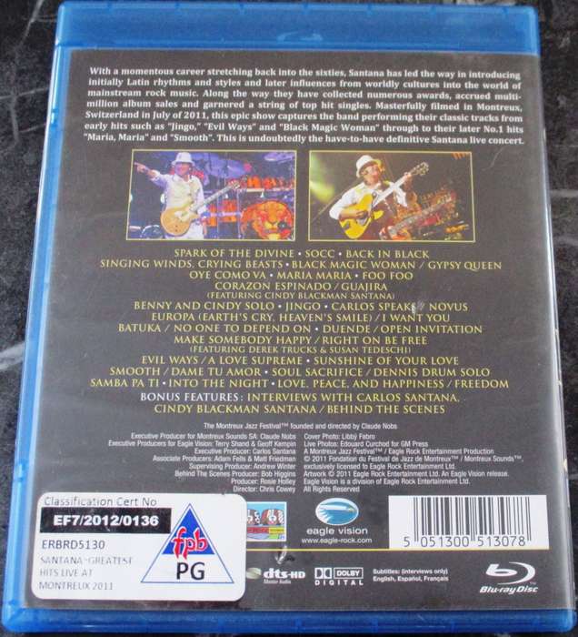 SANTANA Greatest Hits Live at Montreux 2011 BLU RAY