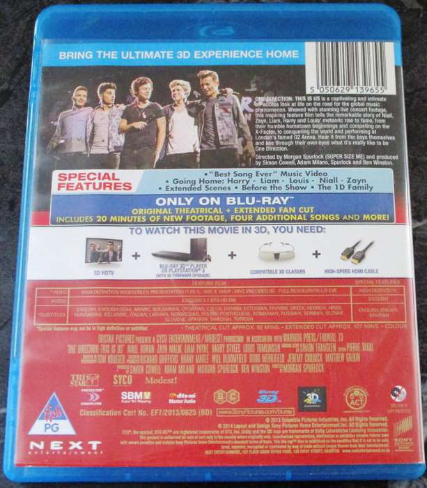 ONE DIRECTION This is Us BLU RAY 3D