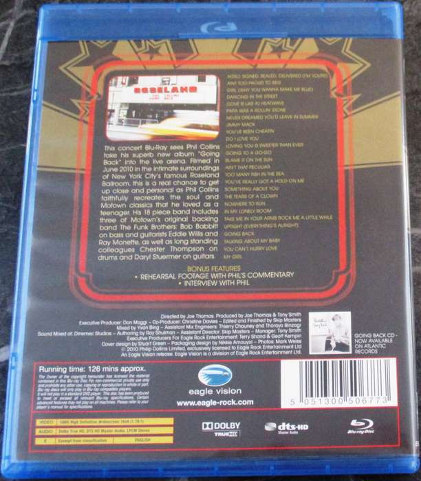 PHIL COLLINS Going Back Live at Roseland Ballroom NYC BLU RAY