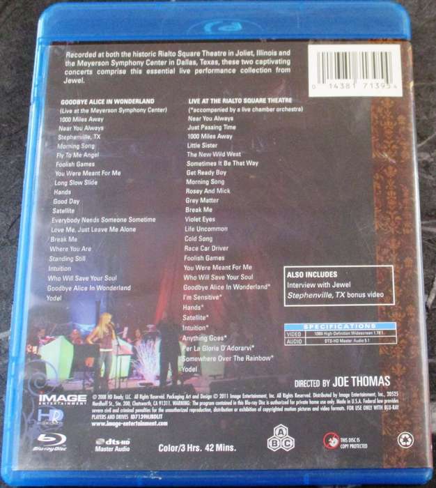 JEWEL The Essential Live Songbook BLU RAY