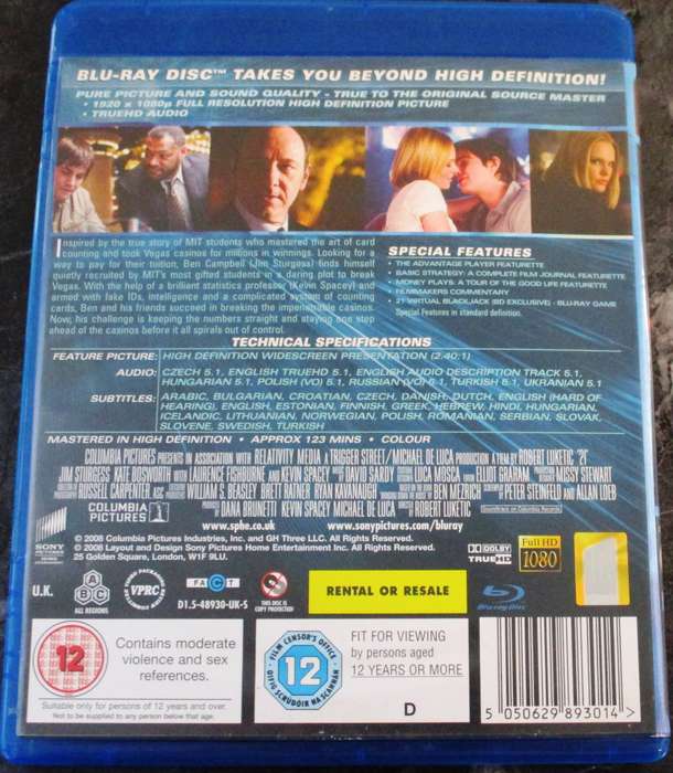 21 BLU RAY Kate Bosworth Laurence Fishburne
