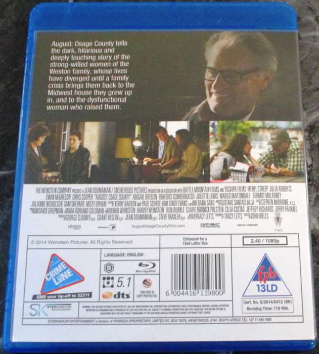 AUGUST: OSAGE COUNTY BLU RAY Meryl Streep Julia Roberts