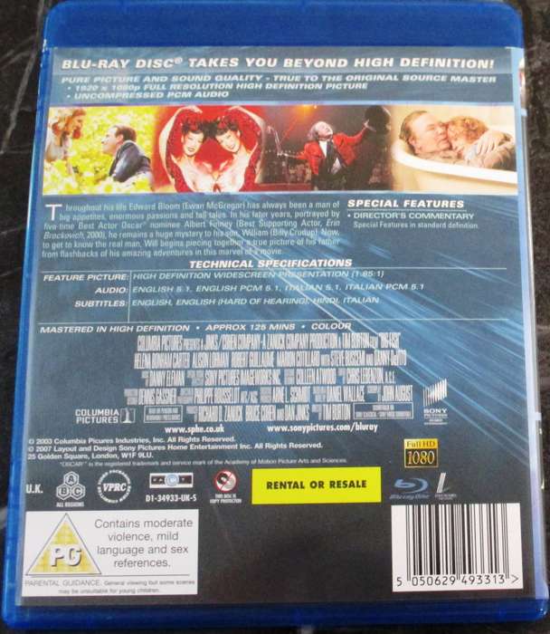BIG FISH BLU RAY Ewan McGregor Jessica Lange