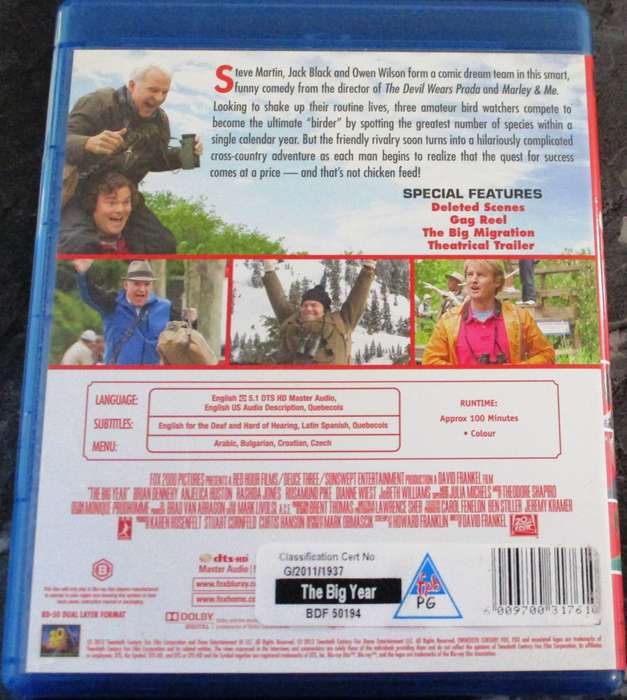 THE BIG YEAR BLU RAY Jack Black Owen Wilson Steve Martin