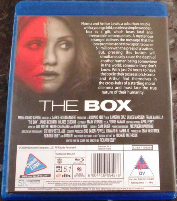 THE BOX BLU RAY Cameron Diaz James Marsden
