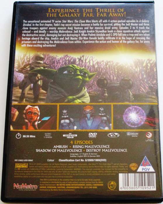 STAR WARS CLONE COMMANDOS + CLONE WARS A GALAXY DIVIDED 2xDVD [Box Set shelf]