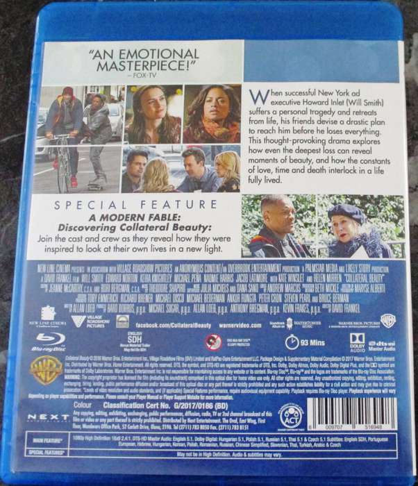 COLLATERAL BEAUTY BLU RAY Will Smith Edward Norton