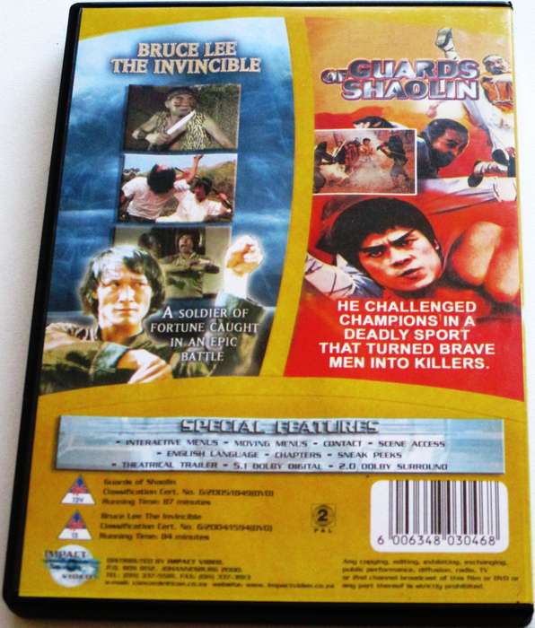 THE GUARDS OF SHAOLIN + BRUCE LEE THE INVINCIBLE Michael Chan DVD [Box Set shelf]