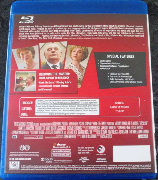 HITCHCOCK BLU RAY Anthony Hopkins Scarlett Johansson