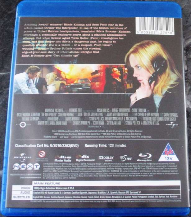 THE INTERPRETER BLU RAY Nicole Kidman Sean Penn
