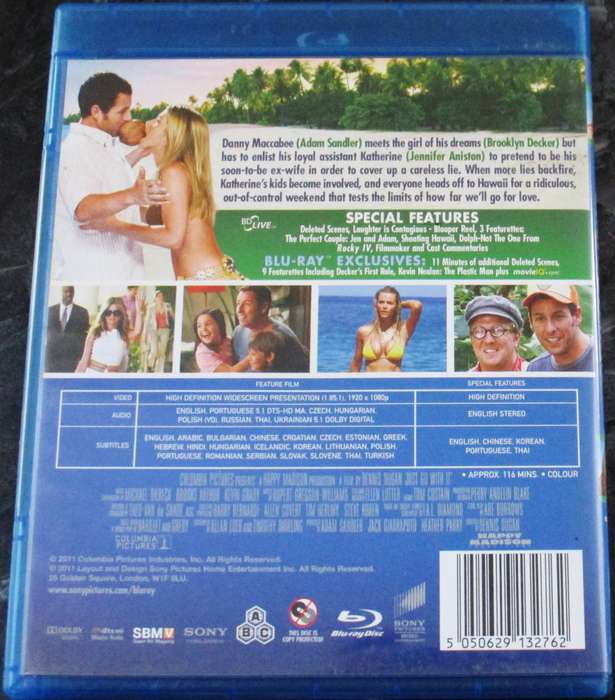 JUST GO WITH IT BLU RAY Adam Sandler Jennifer Aniston