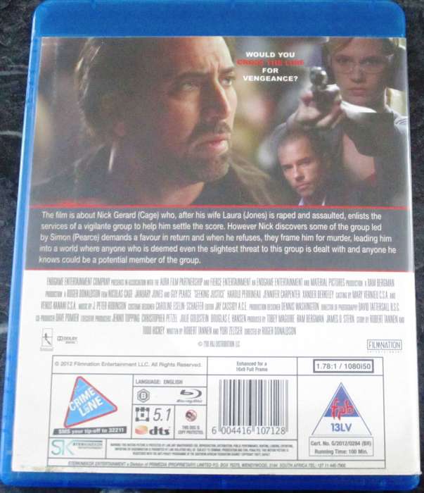 SEEKING JUSTICE BLU RAY Nicholas Cage