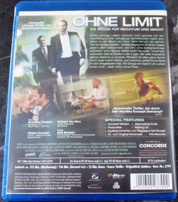 OHNE LIMIT BLU RAY Bradley Cooper GERMAN