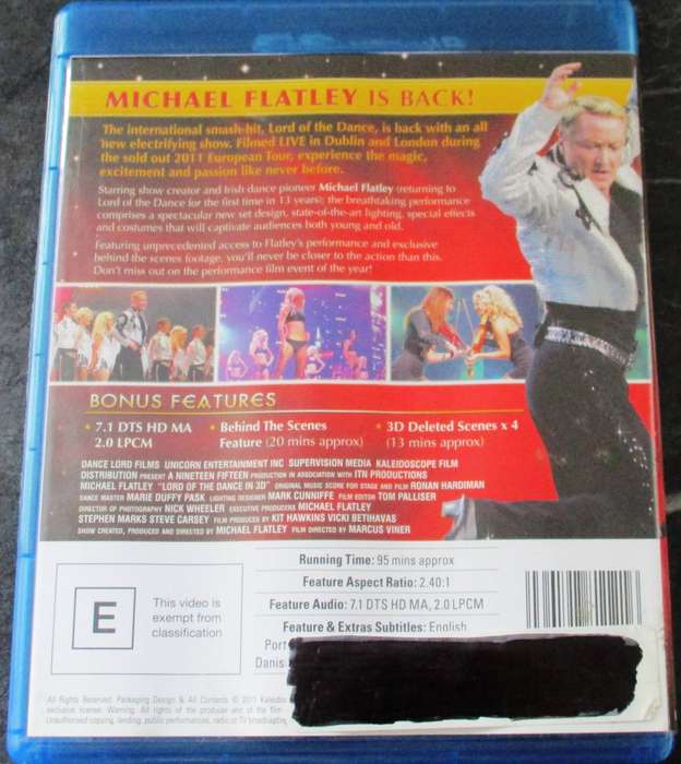 LORD OF THE DANCE 3D BLU RAY + BLU RAY Michael Flatley