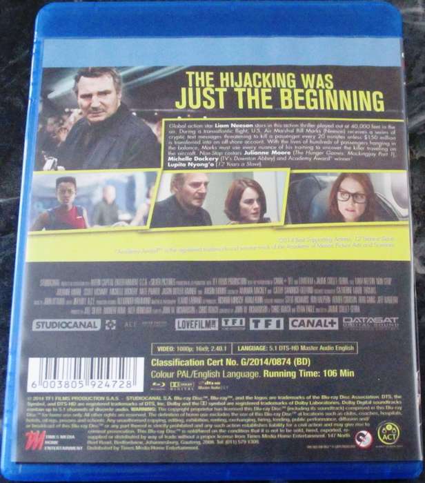 NON -STOP BLU RAY Liam Neeson