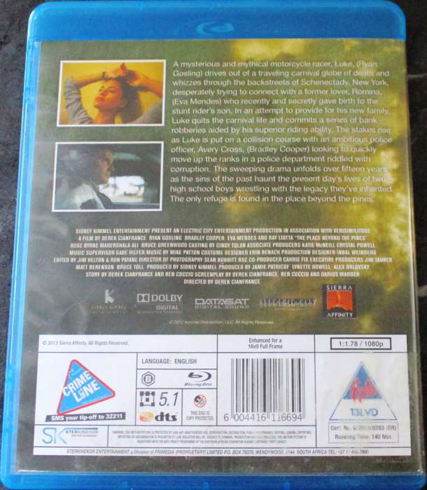 THE PLACE BEYOND THE PINES BLU RAY Ryan Gosling Bradley Cooper Ray Liotta Eva Mendes